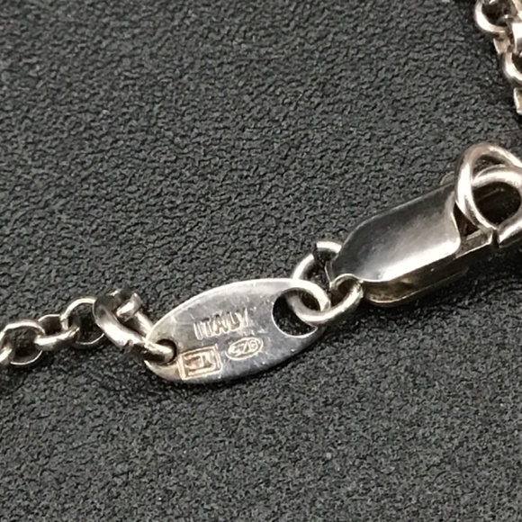 Italy 925 Sterling Silver with green Crystals Hallmarked - Picture 2 of 7